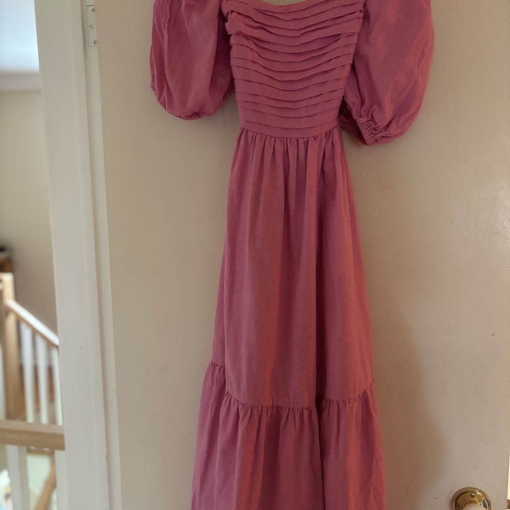 Abercrombie & Fitch Pink Ruched Puff Sleeve Sundress